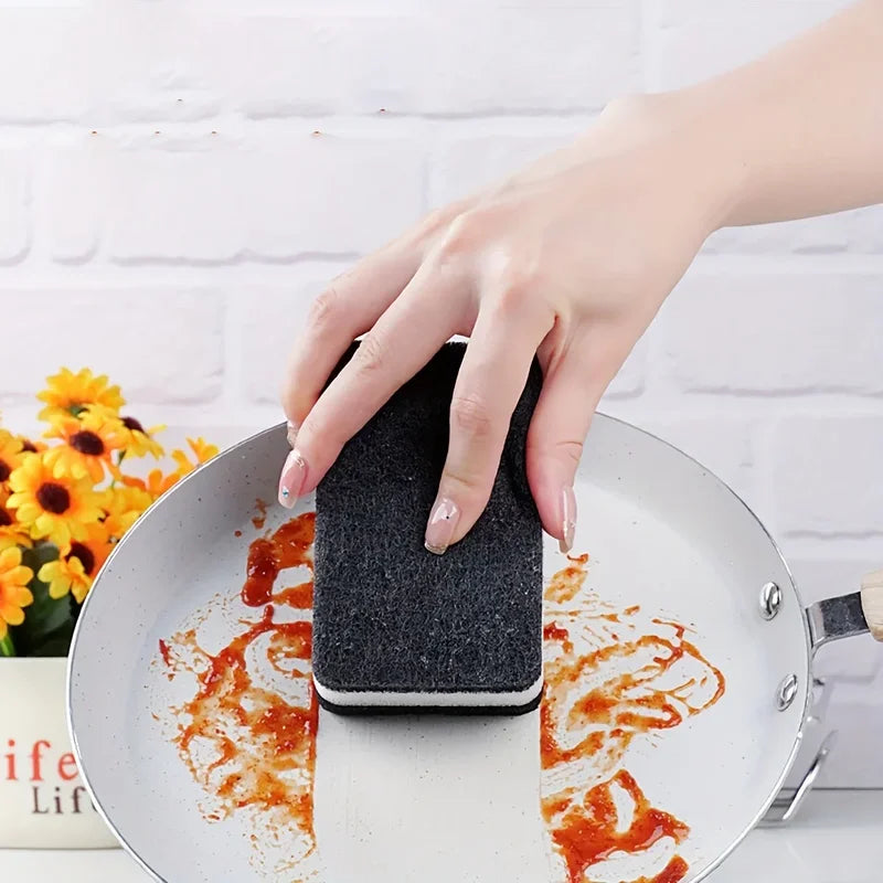 Double-Sided Dishwashing Sponge Stain Remover Kitchen Cleaning Cloth