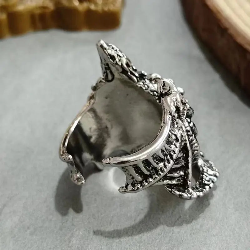 Gothic Dragon Ring with Pterosaur Wings - Adjustable Vintage Jewelry for Men Women