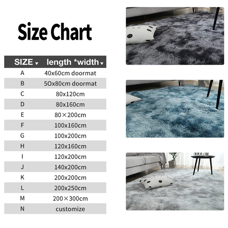 Plush Gray Carpet for Living Room & Bedroom Fluffy Anti-slip Rug Floor Mat