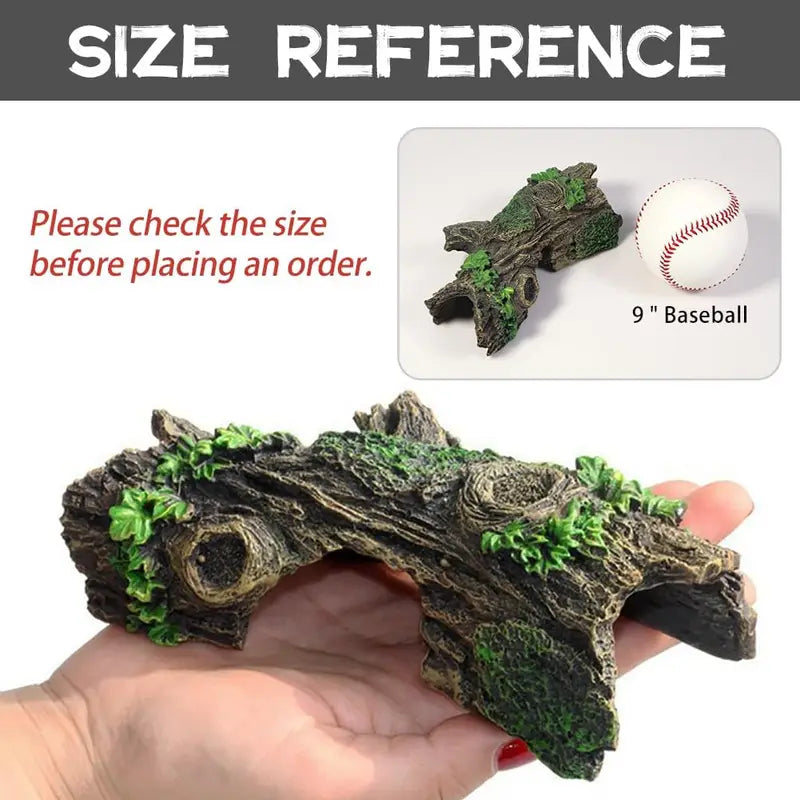 Lifelike Aquarium Hollow Tree Tunnel Cave Ornament with Safe Resin Material