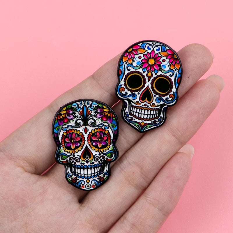 Halloween Mexican Skull Enamel Brooch Pins for Backpack & Clothing Accessories - Skeleton Potion Badge
