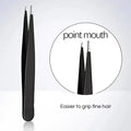 Stainless Steel Eyebrow Tweezer Set with Slant, Flat, Hook & Point Tips - Beauty Tools for Eyebrow Shaping & Ingrown Hair Removal