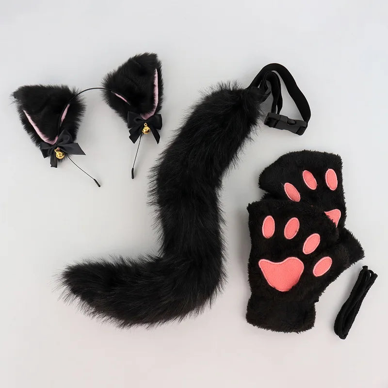 Halloween Cat Costume Set for Girls with Headband, Tail, Gloves - Multiple Colors
