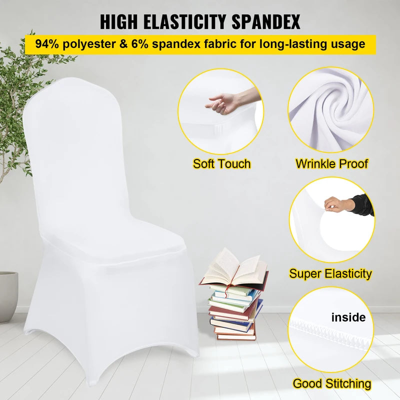 Stretch Spandex Wedding Chair Covers 50 or 100 Pcs for Banquets & Events