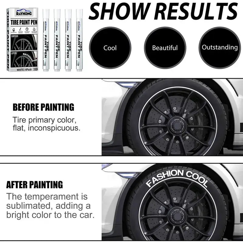 Waterproof Car Tire Paint Markers Set - Fast Dry & Permanent Oil-Based Ink