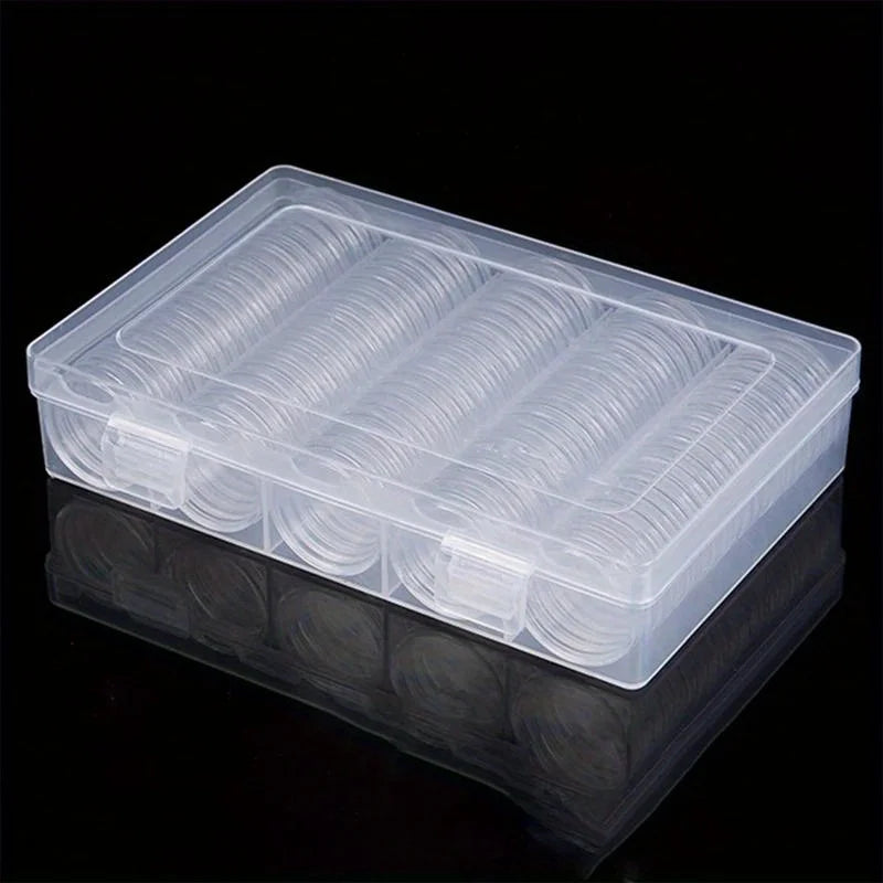 27mm Coin Capsules 100-Pack Plastic Storage Organizers for Coin Collection
