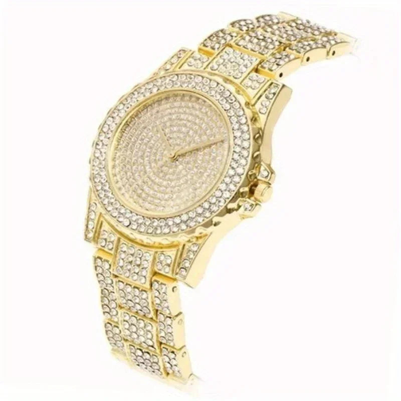 Full Steel Women’s Quartz Wristwatch with Crystal Dial - Multiple Colors