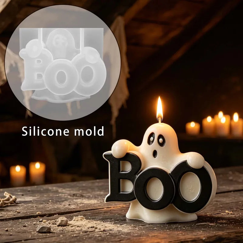 Halloween Ghost Silicone Candle Mold for DIY Wax, Soap, Resin Crafts - Boo Spirit Decor
