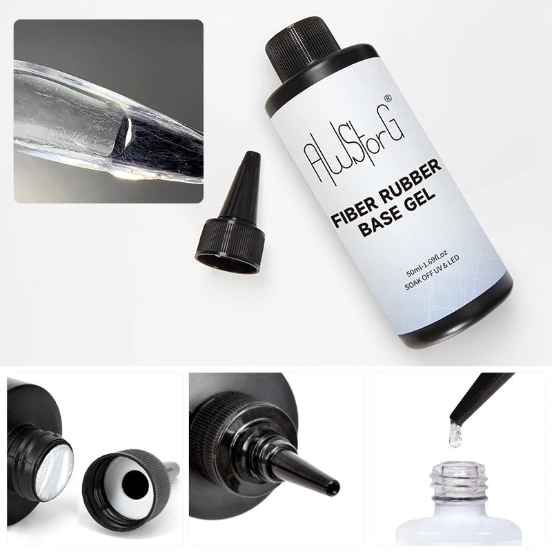 Fiber Rubber Base Gel for Nails - Clear 50ml UV & LED Soak Off Construction Gel