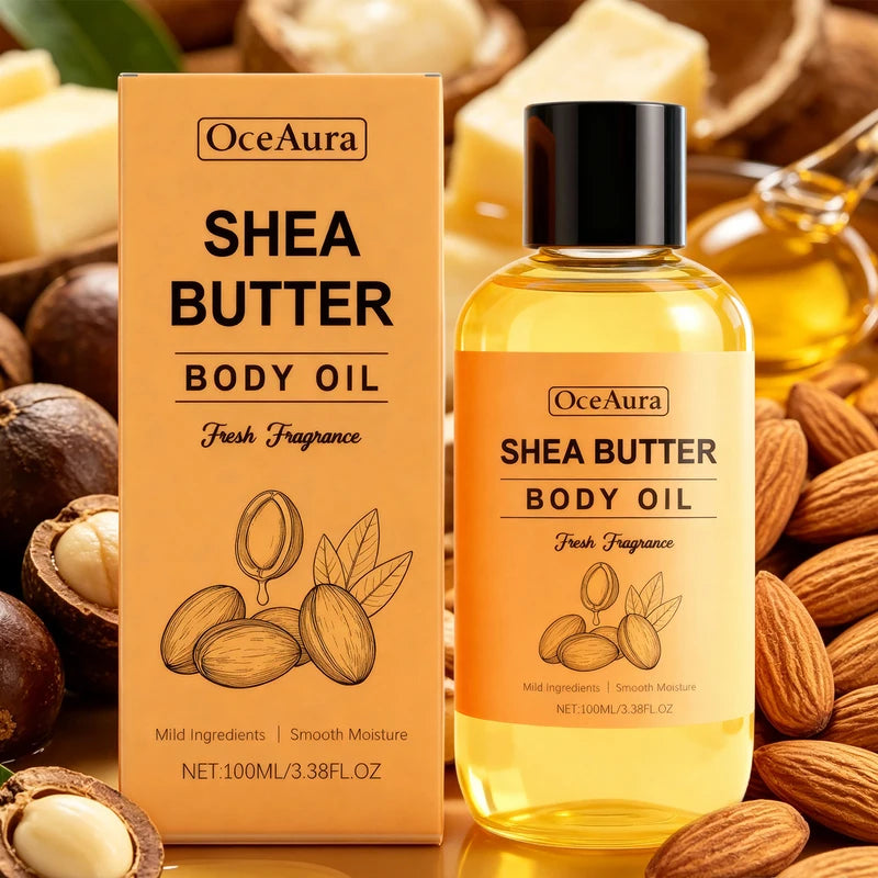 Shea Butter Body Oil for Dry Skin Nourishing Hydration 100ml - Fast Absorbing Moisturizer