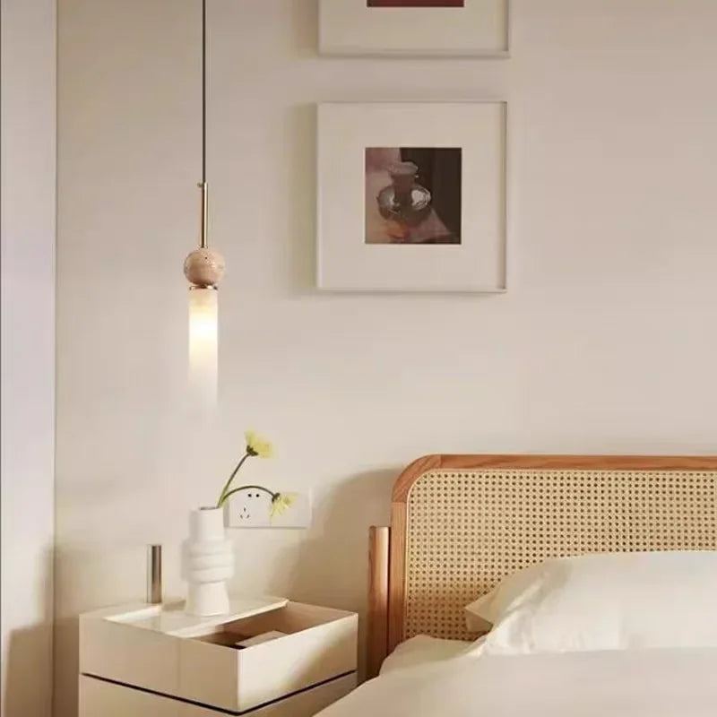 Wabi-Sabi Cave Stone Pendant Lamp - Vintage Nordic Bedroom Chandelier