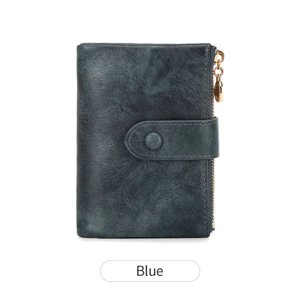 Minimalist Women's Wallet with Large Capacity Double Zipper Card Holder