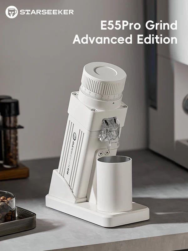 Electric Coffee Grinder 55MM Titanium Cone Burr Stepless Adjustment Black