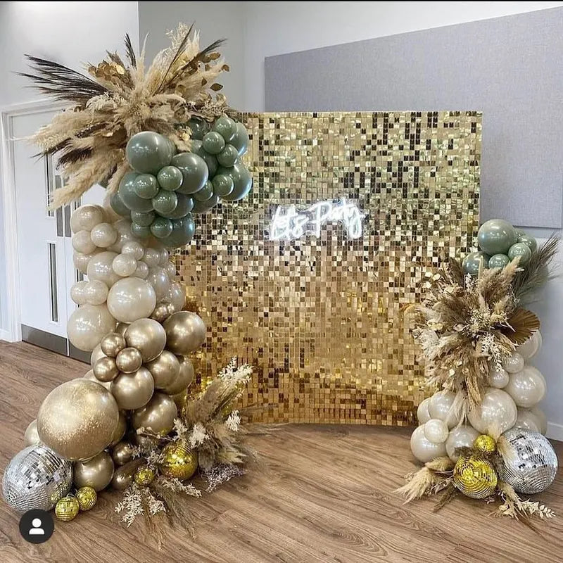 Gold Glitter Wall Backdrop Panels for Party & Wedding Decorations - 18 Pcs