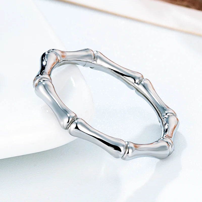 Bamboo Shape Stainless Steel Ring for Women - Decorative Party Jewelry