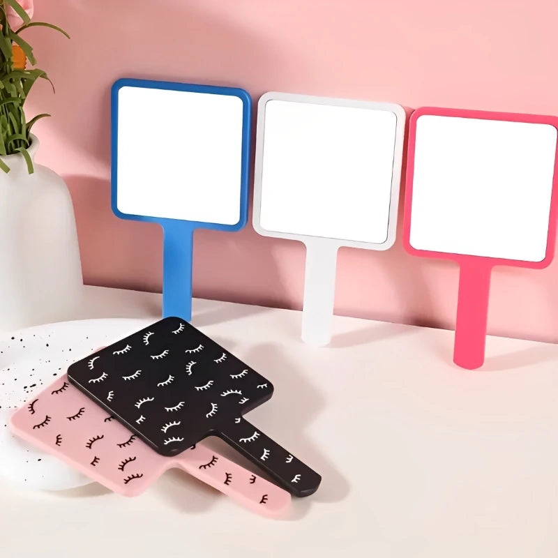 Handheld Makeup Mirror Square Vanity Mirror with Plastic Handle - High Definition Beauty Accessory