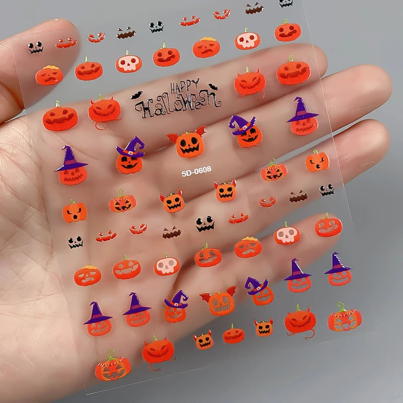 Halloween Bloody Hand Nail Art Stickers - Horror Themed Decorative Decals for Nails