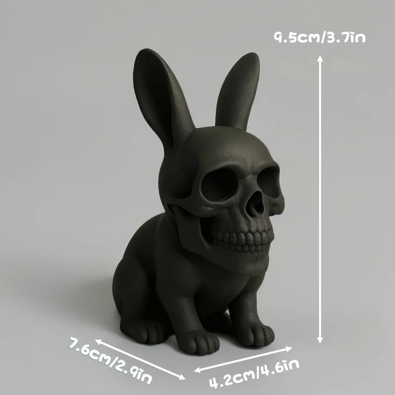 Punk Style Rabbit Skull Statue Halloween Easter Decor Gothic Home Ornament
