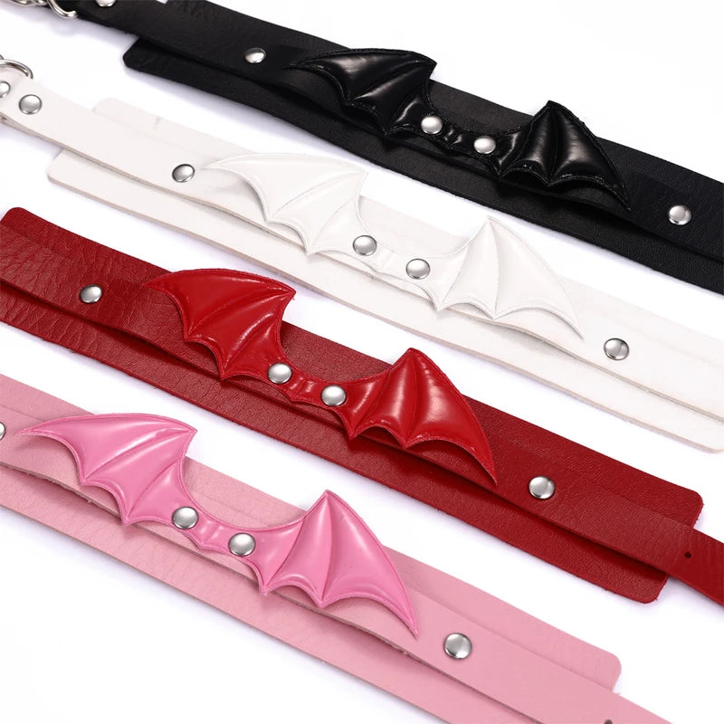 Halloween Bat Wings Gothic Choker Necklace for Women Leather Costume Jewelry