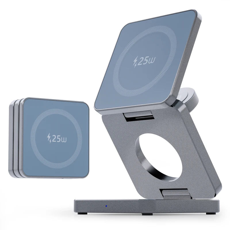 Foldable 3-in-1 Magnetic Wireless Charging Station for iPhone, AirPods & Smartwatch