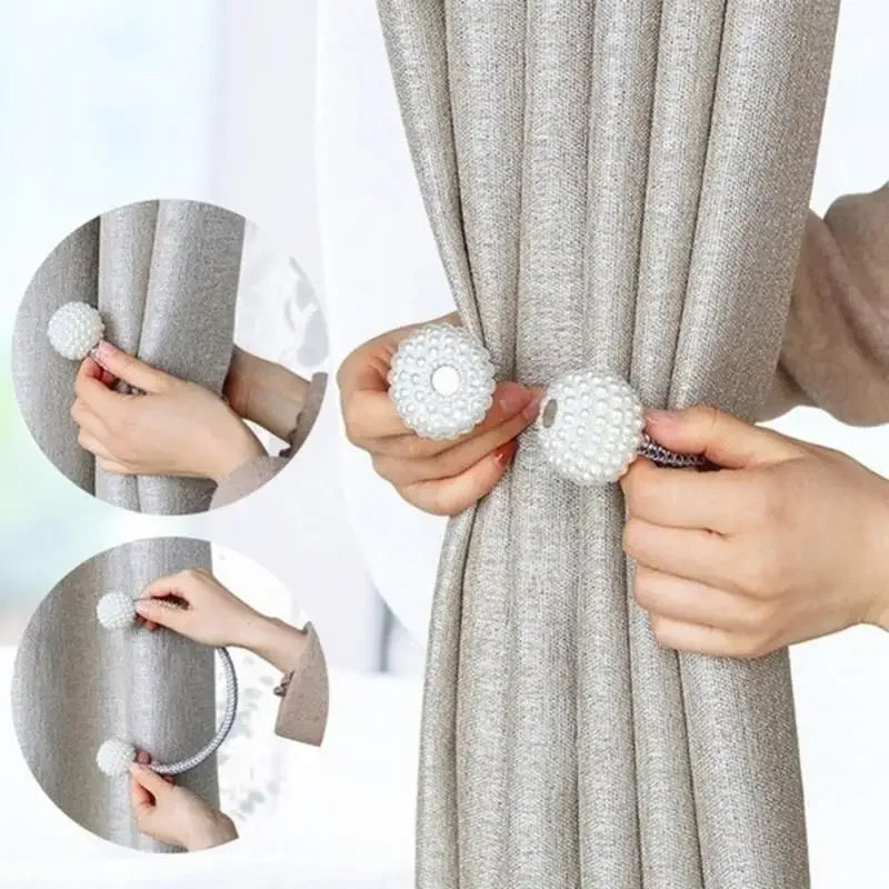 Pearl Magnetic Curtain Holders Tie Back Clips for Elegant Home Decor