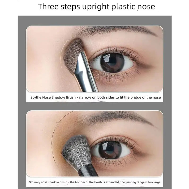 3Pcs Makeup Nose Brush Set - Contouring, Highlighting & Concealer Tools