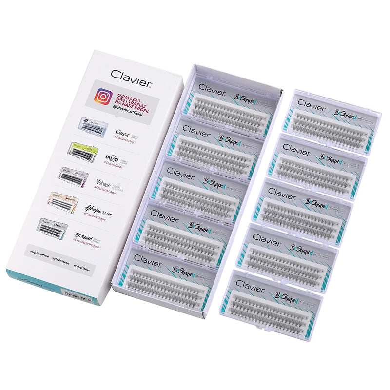 False Eyelash Set with Natural Tuft Silk Clusters - 10 Boxes, Custom Colors