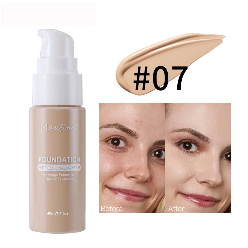 Long-lasting Waterproof Oil Control Liquid Foundation with High Coverage for Face