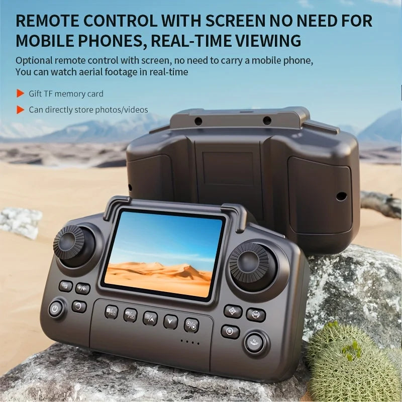 Foldable Drone with Dual 8K Cameras, HD Screen Remote, 40 Min Flight, Extra Batteries