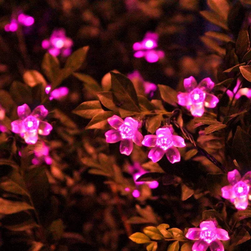 Solar Cherry Garden Blossom String Lights Waterproof Outdoor Decoration