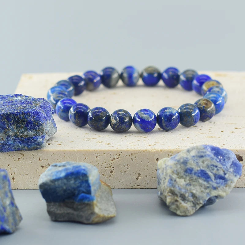 Natural Lapis Lazuli Beads Bracelet for Men & Women Energy Healing Jewelry Gift