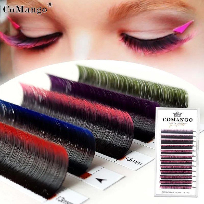 Colored Volume Lash Extensions - Wispy Soft Gradient Fans for Eyelash Artists
