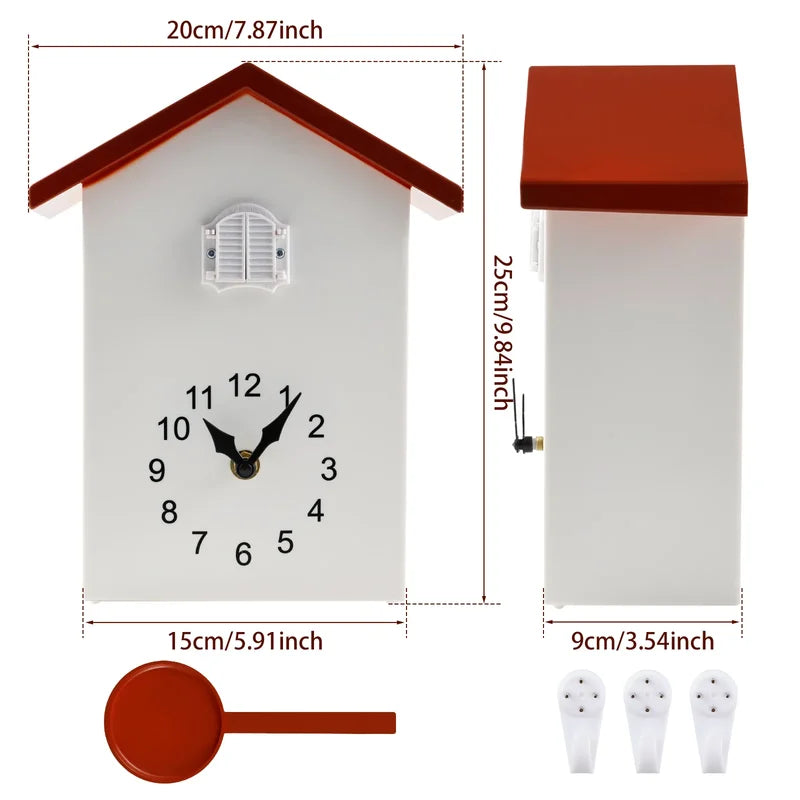 Modern Bird Wall Clock - Cuckoo Sound, Minimalist Design, 25x20cm