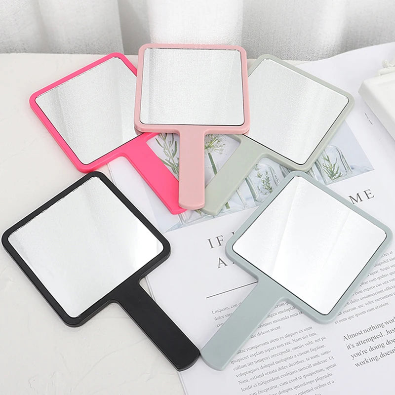 Handheld Makeup Mirror Square Vanity Mirror with Handle for Face & Eyelash Extension