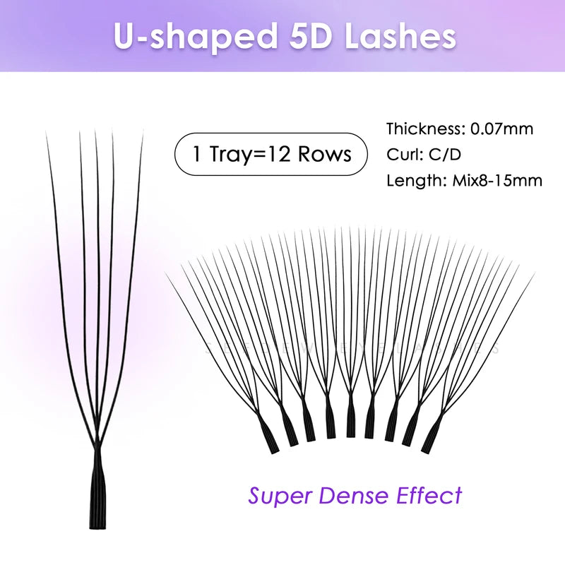 False Eyelash Clusters U-Shaped 3D/4D/5D Premium Lash Extensions for Natural & Glam Looks
