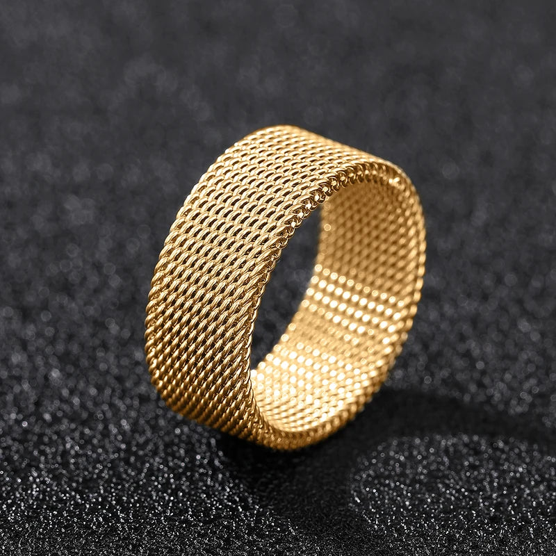 Luxury Titanium Couple Ring Mesh Jewelry for Men Women Wedding Gift