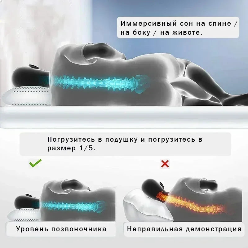 Natural Latex Cervical Pillow for Neck Pain Relief, Orthopedic Support, Breathable Sleep Comfort