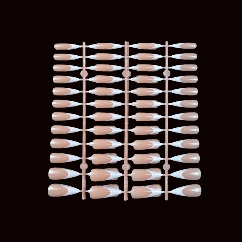120Pcs Medium-Long French Pointed Press-On Nails Brightening False Nails