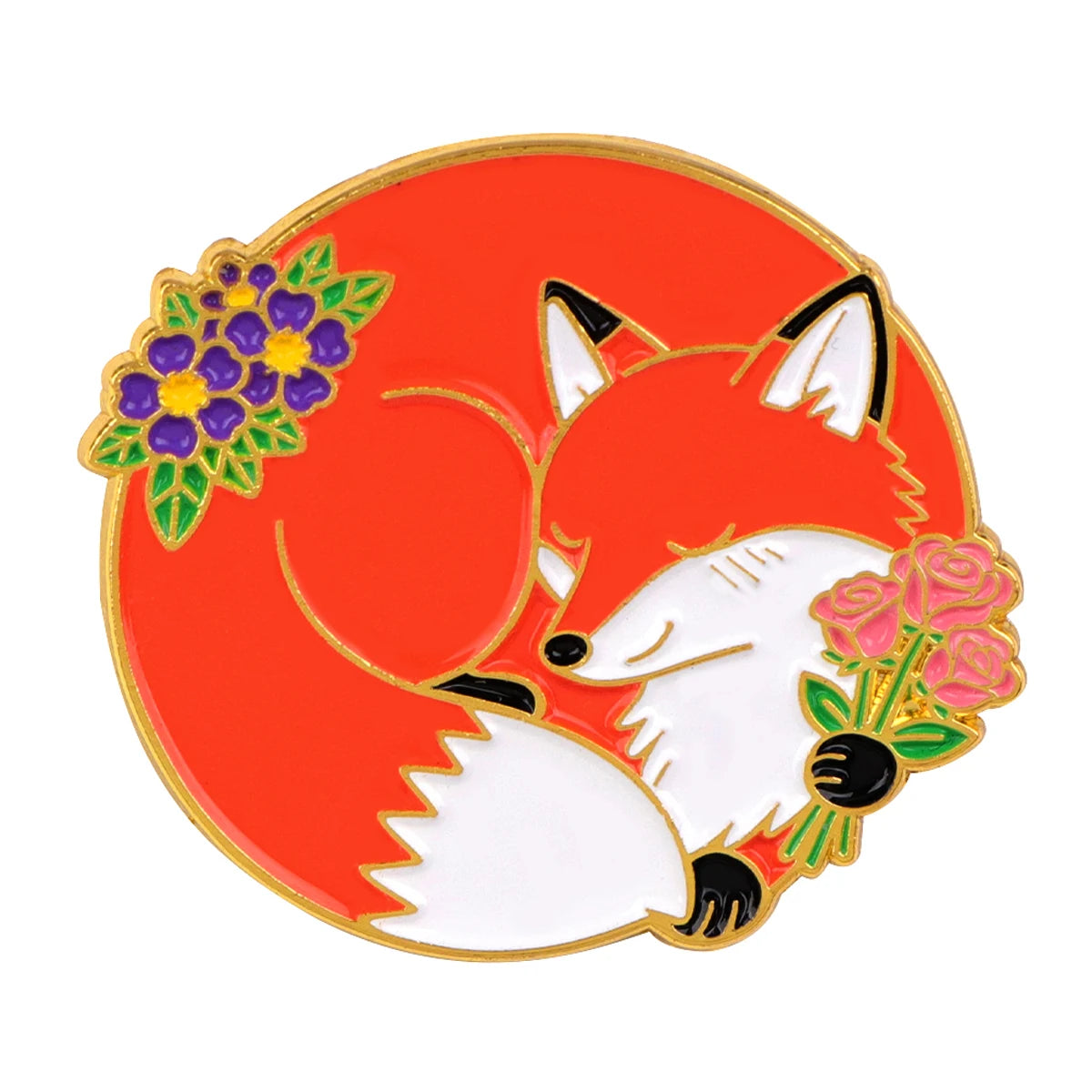 Colorful Fox Enamel Pins Cartoon Glass Style Brooches for Backpack Animal Gifts