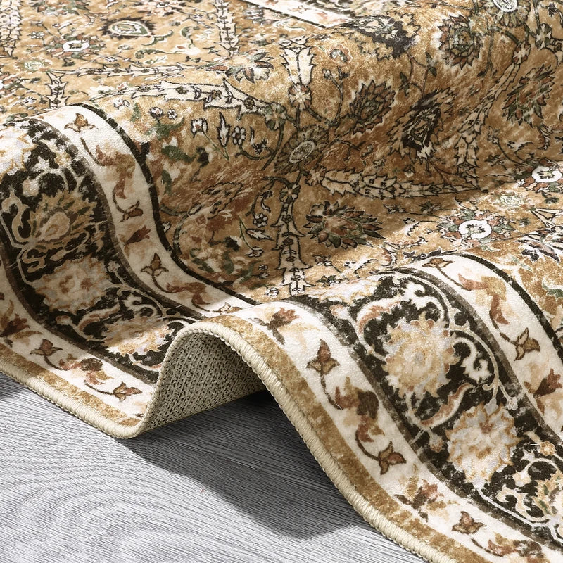 Machine Washable Non-Slip Water-Resistant Rug for Living Room - Vintage Moroccan Low-Pile