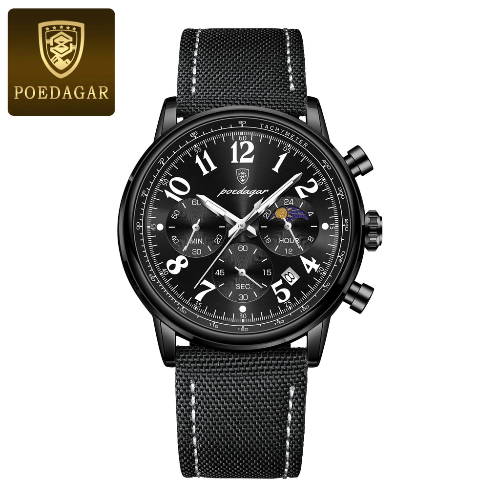 Luxury Waterproof Luminous Chronograph Men’s Military Sport Watch with Nylon Leather Strap