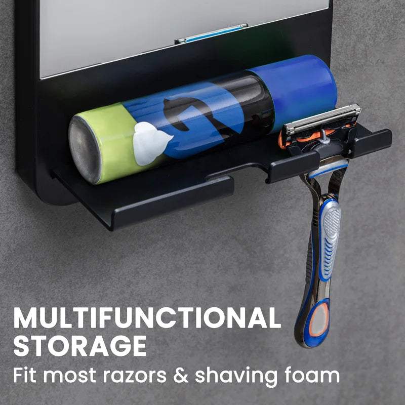 Fogless Shower Mirror with Razor Holder, Reusable Suction Bathroom Mirror
