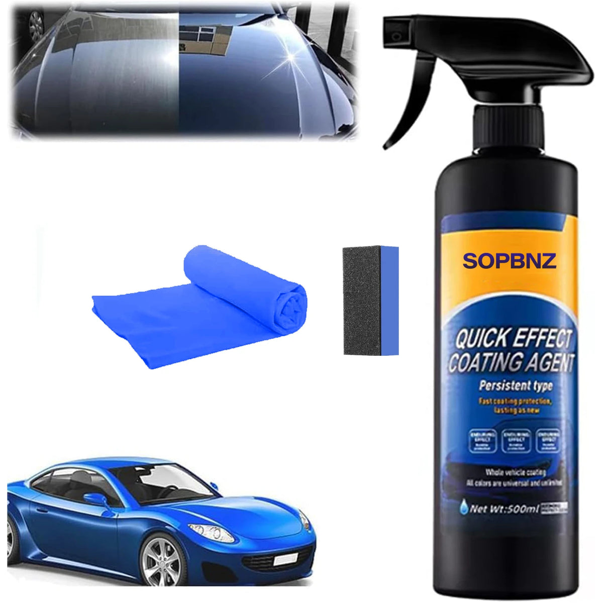 Ceramic Car Coating Spray for Maximum Gloss & Hydrophobic Protection