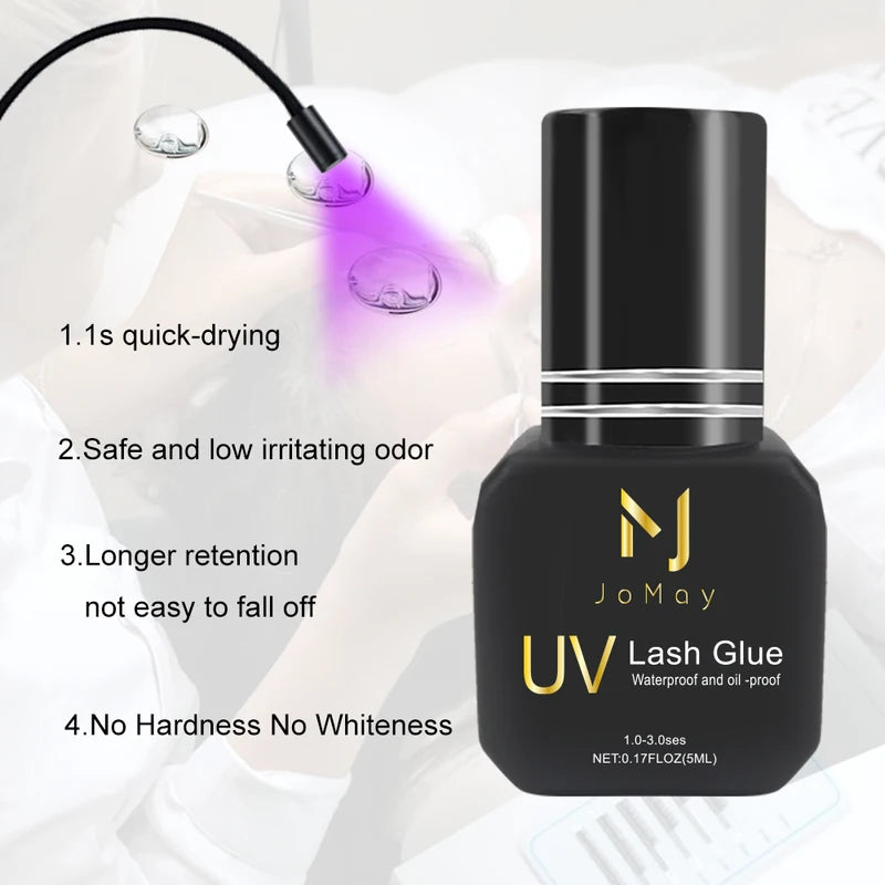 UV Eyelash Extension Adhesive - Fast Drying, Strong Hold, Long Lasting, Clear or Black