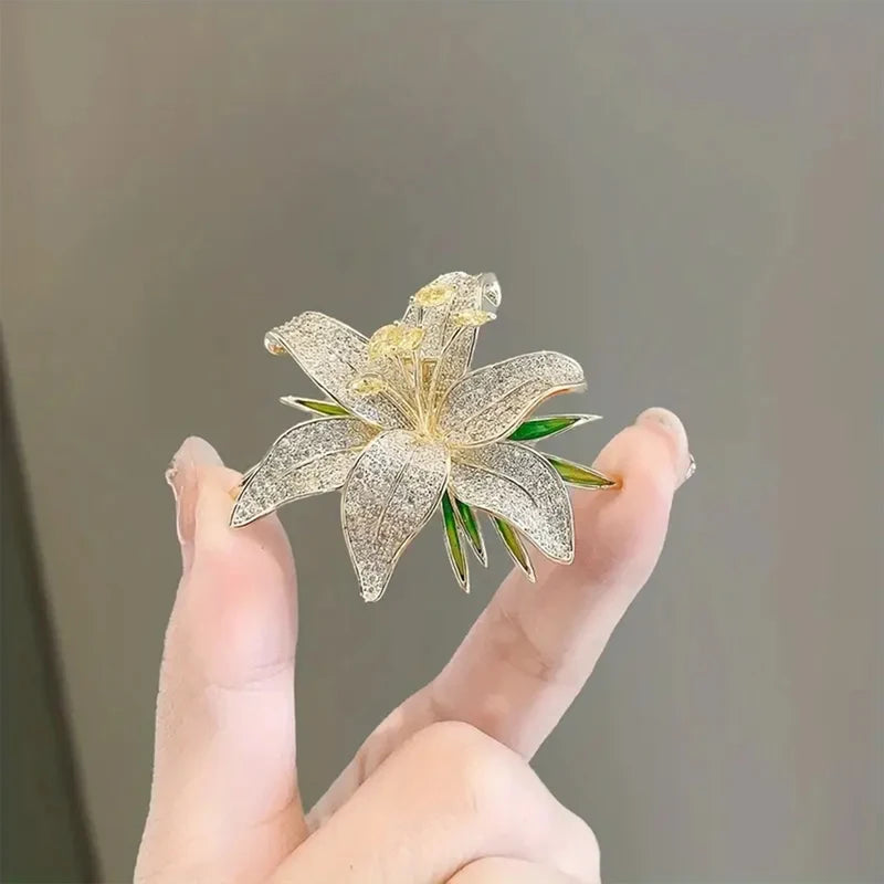 Elegant Lily Flower Brooch Pin - Versatile Fashion Jewelry Accessory
