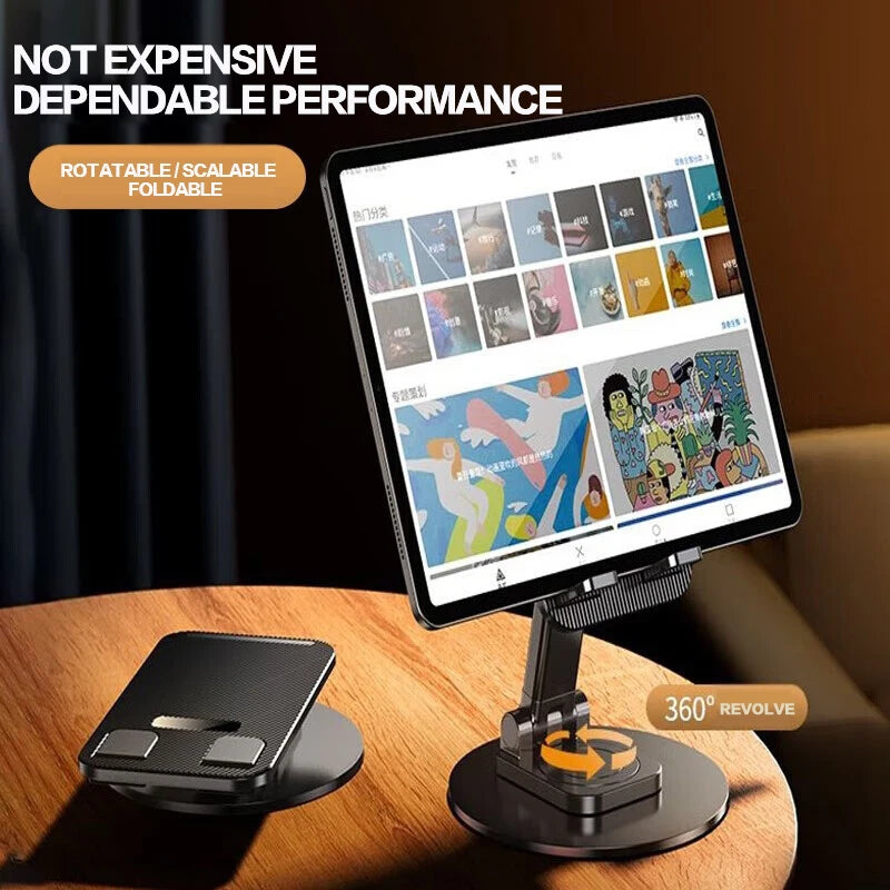 Universal Phone Stand with 360° Rotation and Non-Slip Metal Base for Smartphones