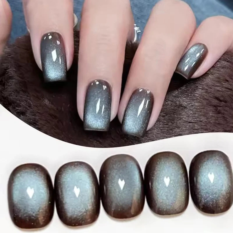 12-Piece Long Night Blue Light Magnet Cat Eye Gel Nail Polish Set - Nail Art Supplies