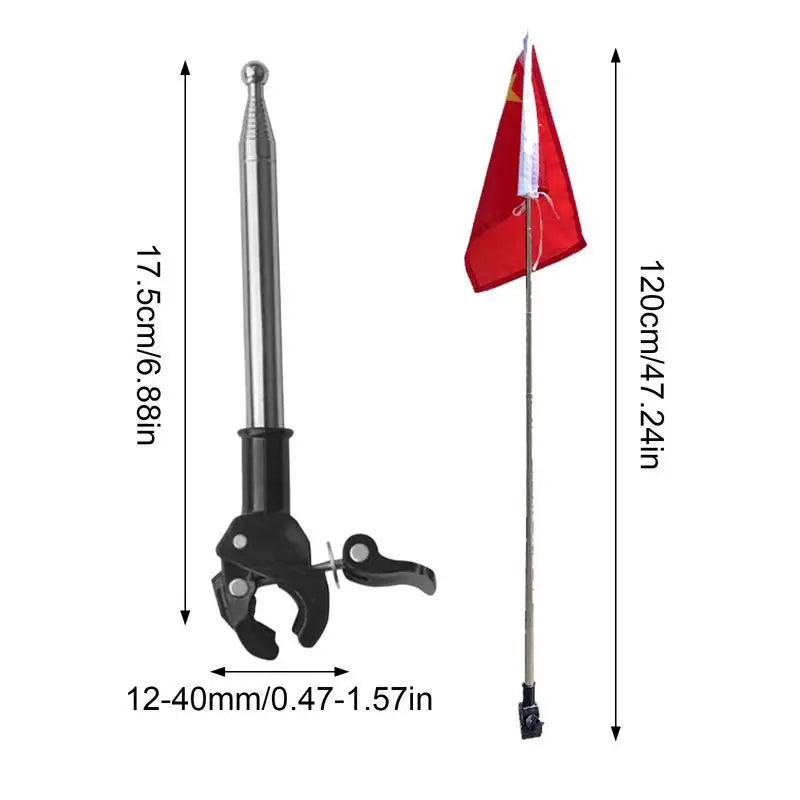 Portable Stainless Steel Telescopic Flag Pole for Vehicles, Boats & Bicycles