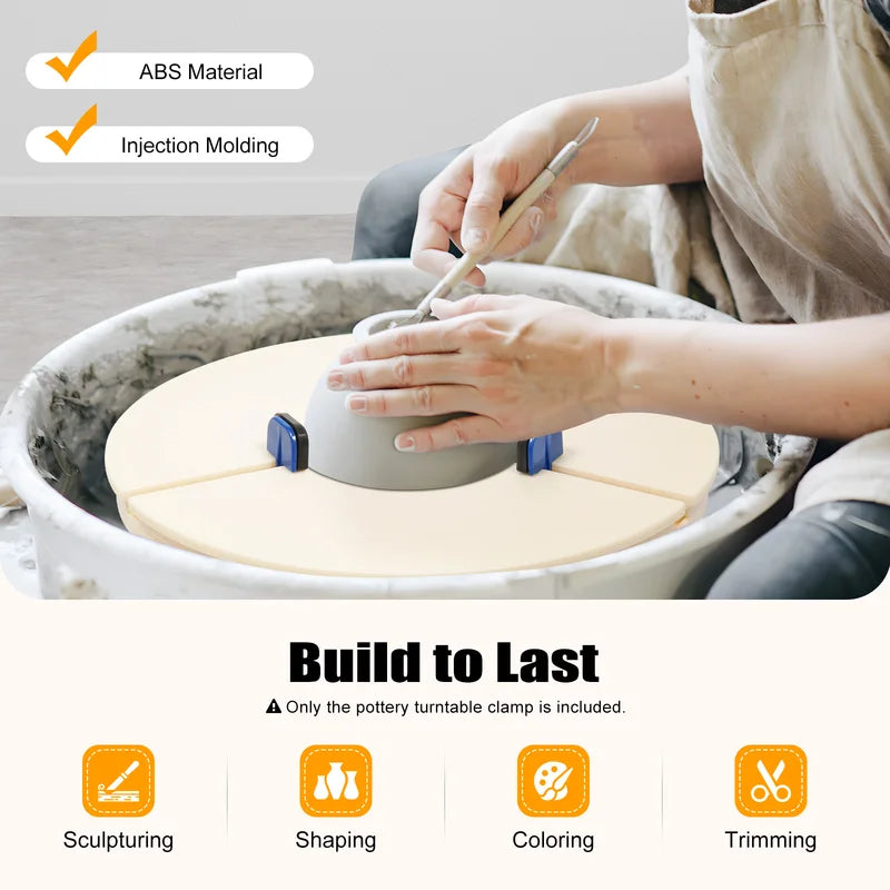 Pottery Turntable Clamp - Adjustable Ceramic Trimming Holder with Support Feet