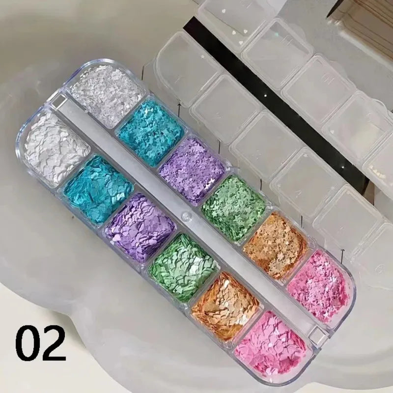 Polka Dot Glitter Nail Art Accessories - Instagram Style, Retro Floral Design